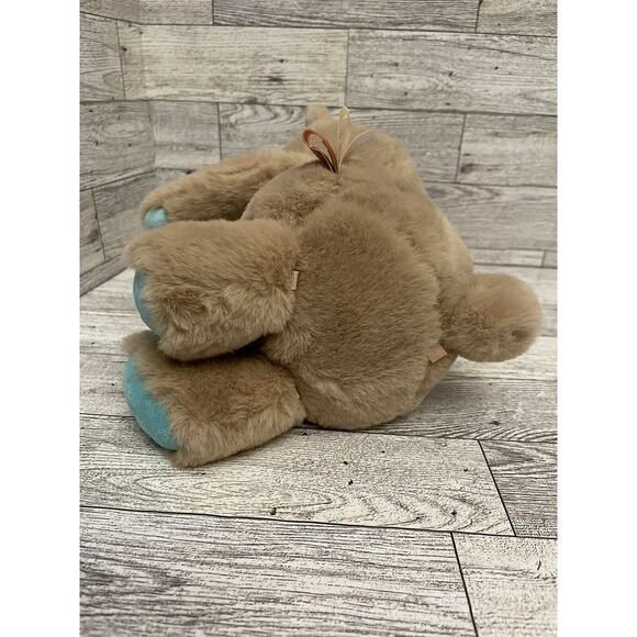 B Softies Teddy Bear Plush Cara-Mellow 11" Brown w/ Blue Paws Soft Stuffed Toy - Picture 5 of 9